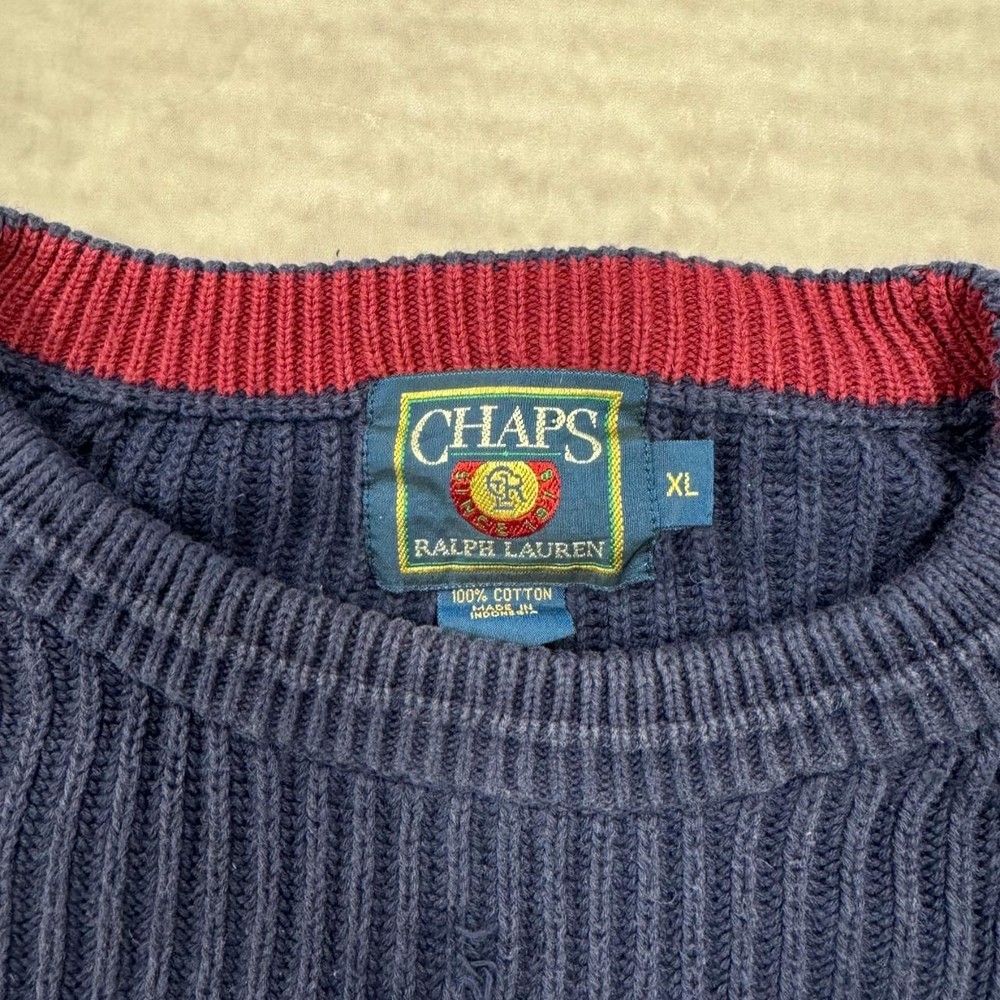 Vintage Chaps Knitted Jumper patterned pullover chunky knit sweater with Men's