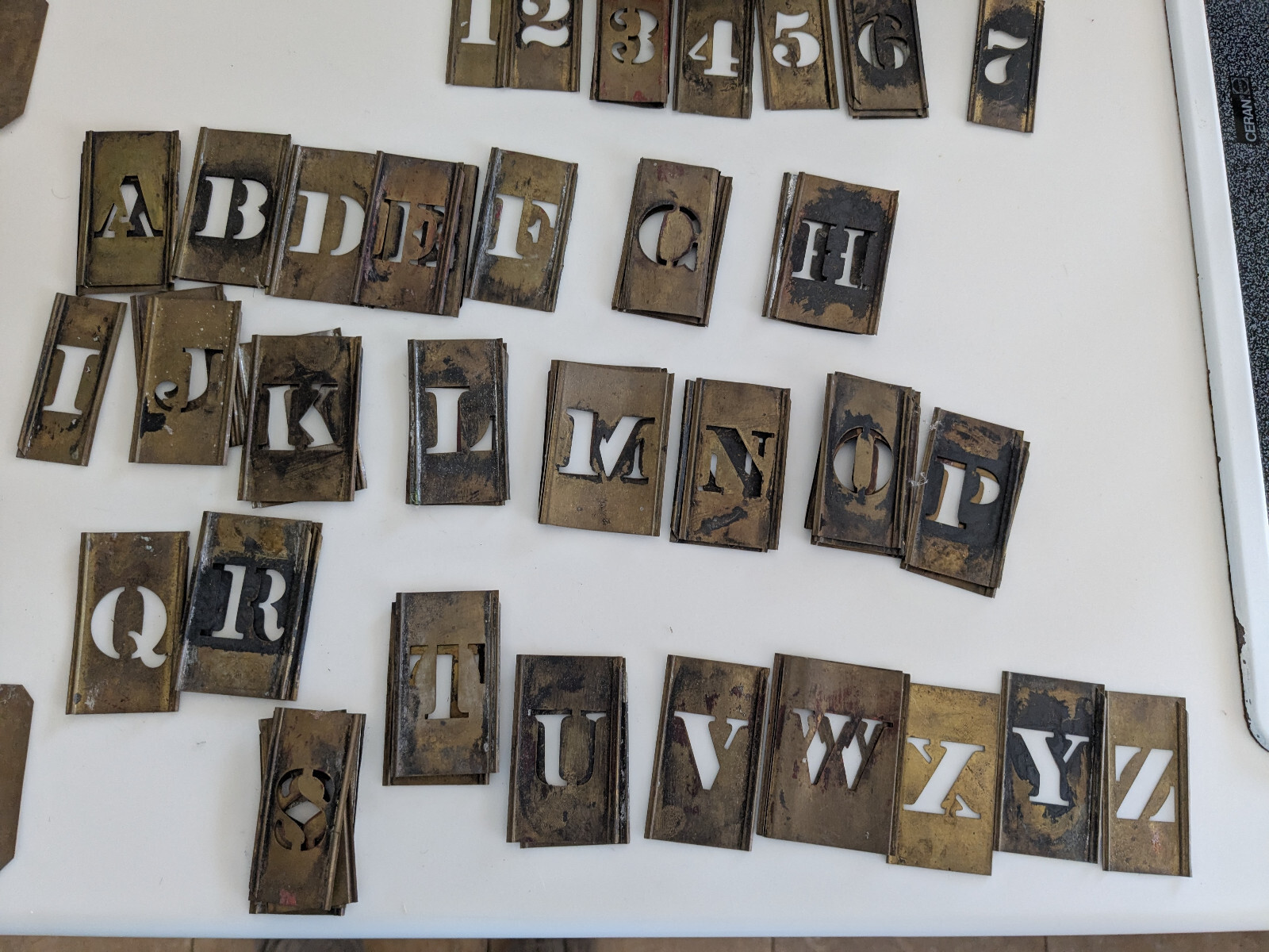 58Pc Brass Stencils Vntg Reese? 2.5" Letters/ Numbers For Signs Antique NoC 8-0