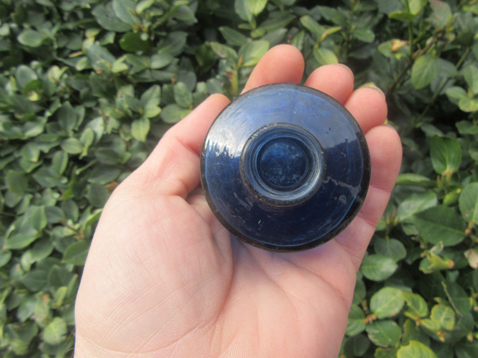 RARE Antique 1850's Harrison's Columbian Ink Cobalt Inkwell Bottle, Pontil