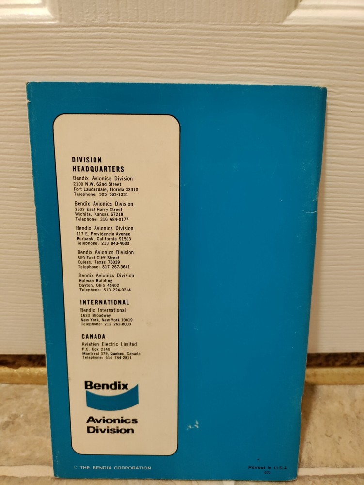 Vintage Flying VOR Bendix Avionics Division Pilot’s Manual