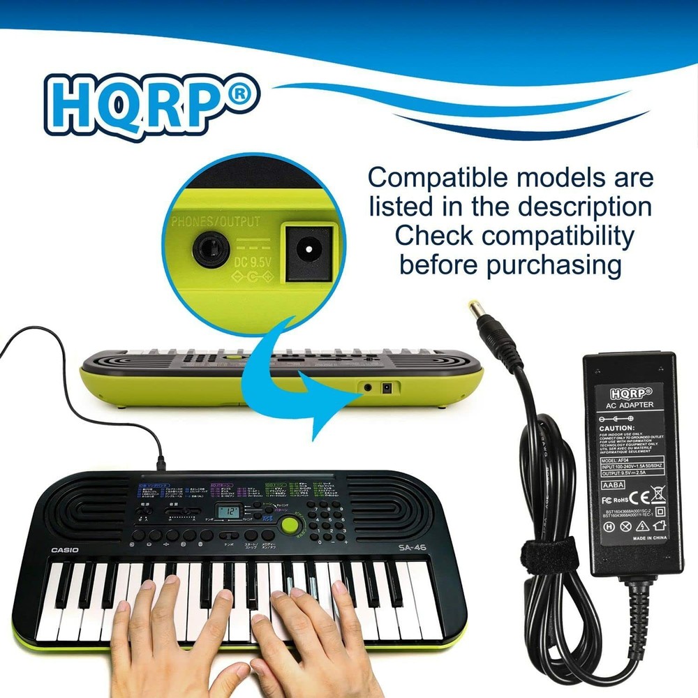 HQRP Adaptador de corriente para Casio AD-E95100, AD-E95100L, AD-E95100LE