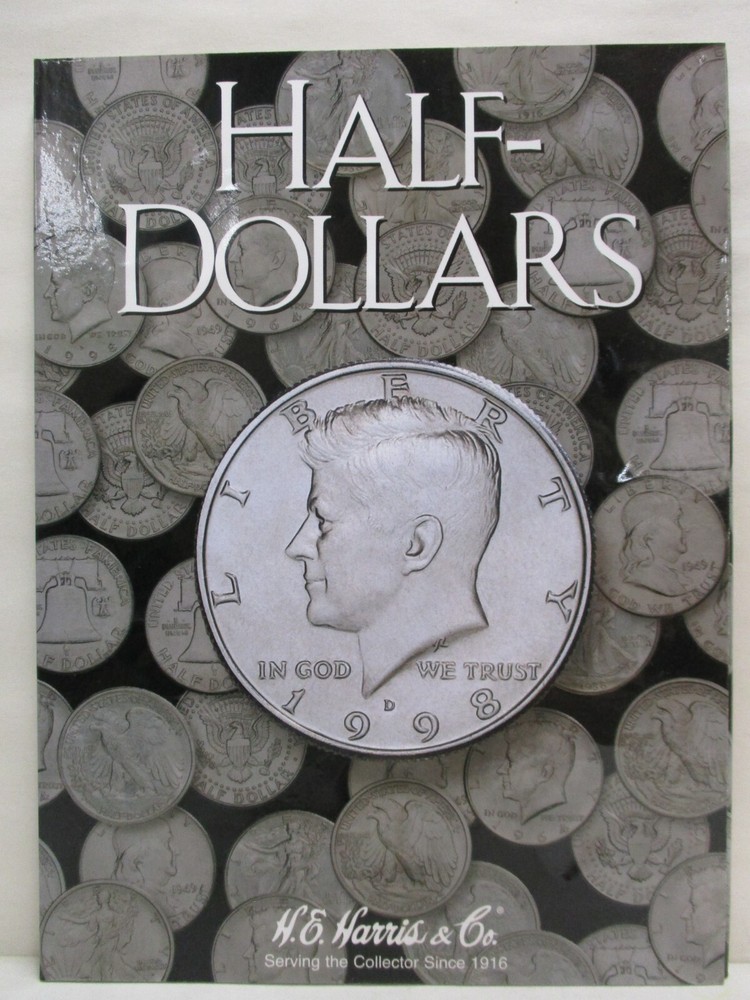H.E. Harris Tri-Fold Push In Coin Folder #2698 Half Dollars Blank No Dates