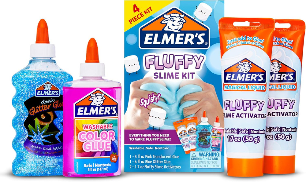Elmer's Fluffy Slime Kit with Color Glue and Activator - 4 Count