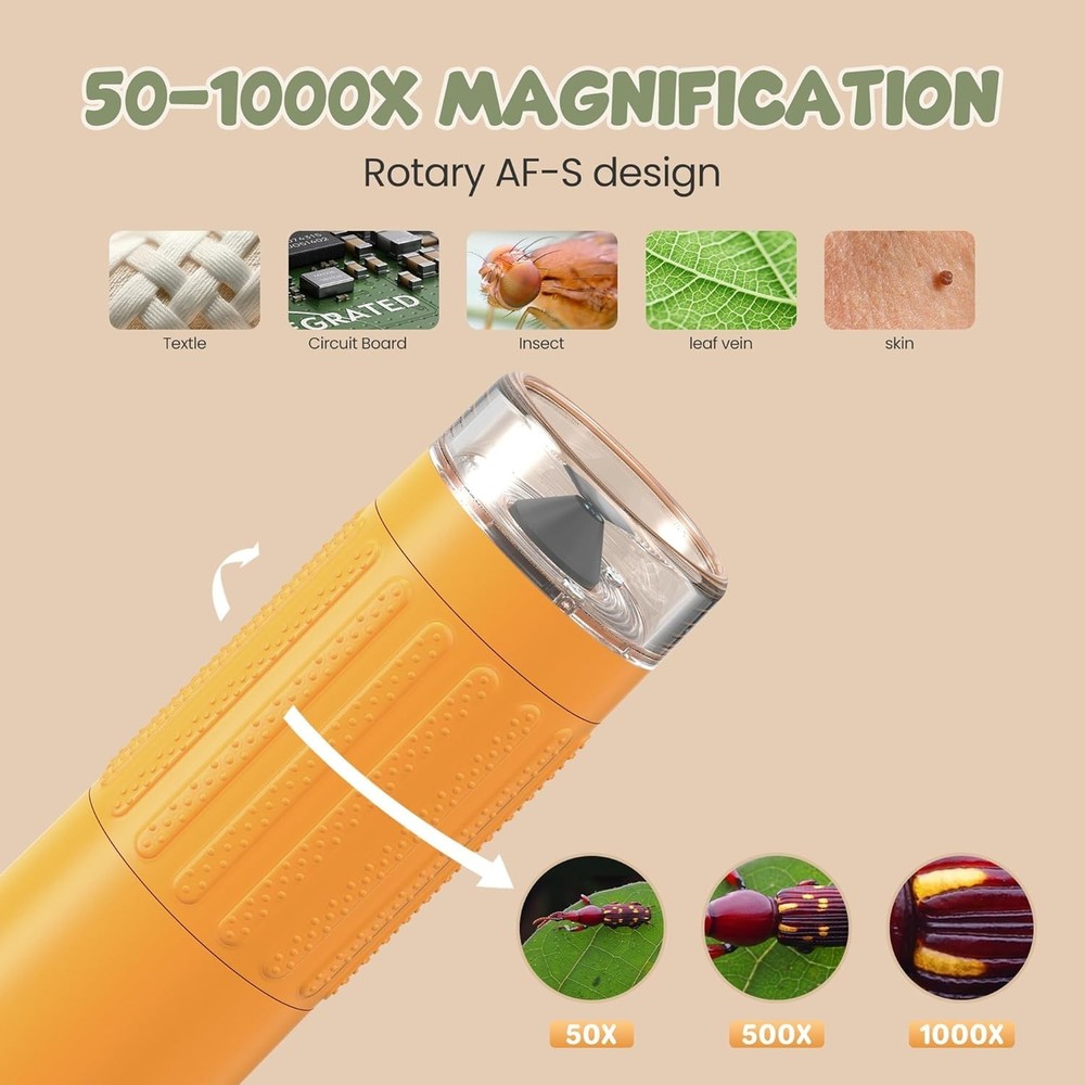 Kids Digital Microscope 1000X HD Camera, Portable Handheld MicroScope for Sci...