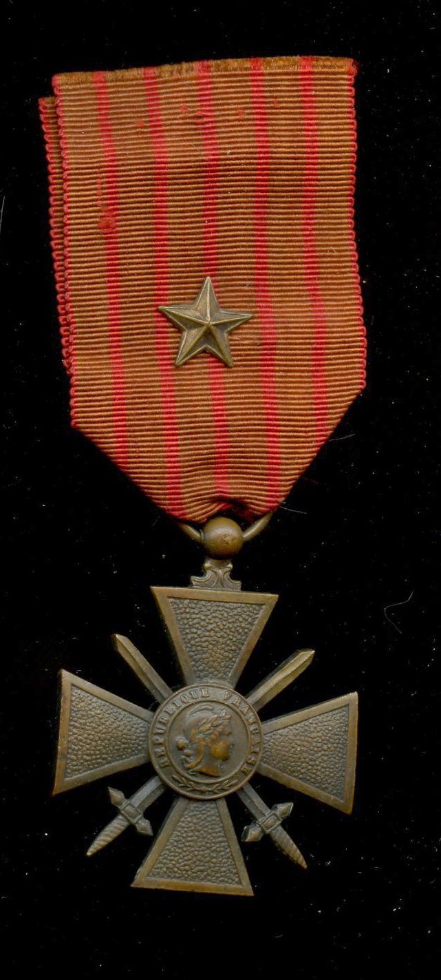 WWI WW1 French FRANCE Croix de Guerre w/ Star 1914-1918 American Awarded Medal