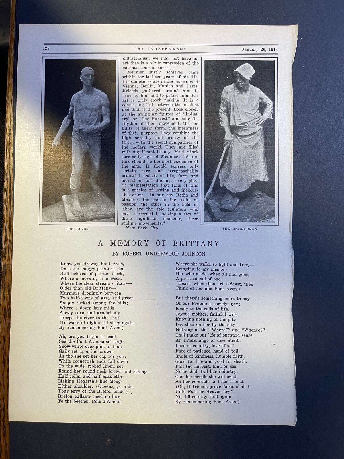 1914 Sculptor Constantin Meunier illustrated