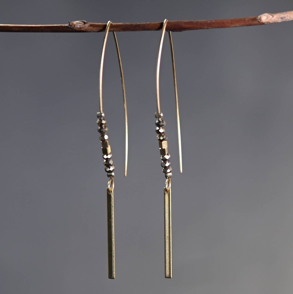 Beaded Longwire with Bar Drop Earrings