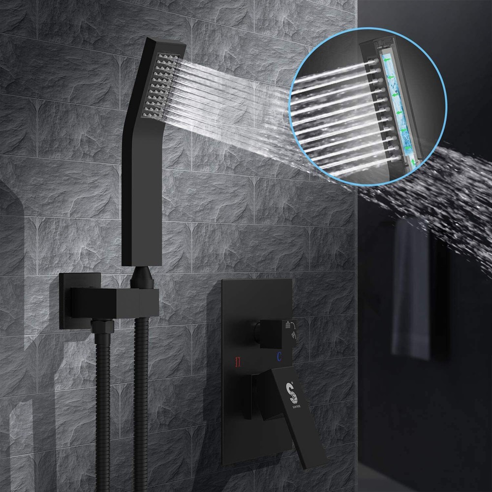 Shower Faucet Set System 2-Function Bathroom Rainfall Shower Head Valve Mixer