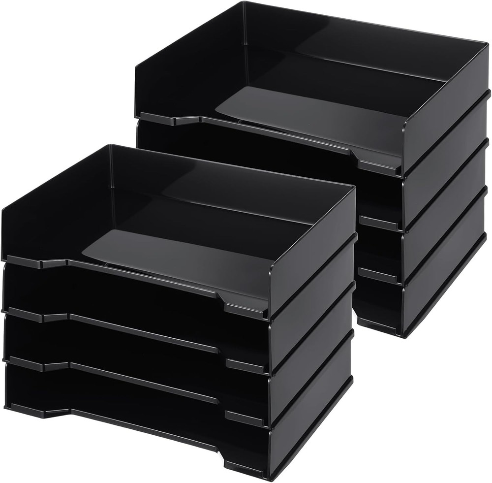 12 Pcs Stackable Letter Tray Rectangular Plastic Desk Organizer 13 x 9.5 x 2.6