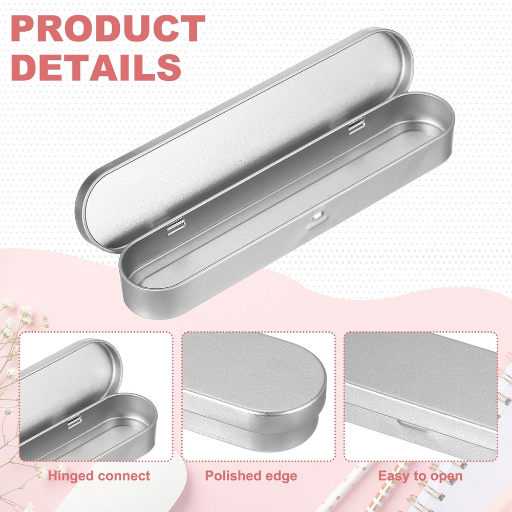 2Pcs Metal Rectangular Tinplate Tin Box with Lids, Silver