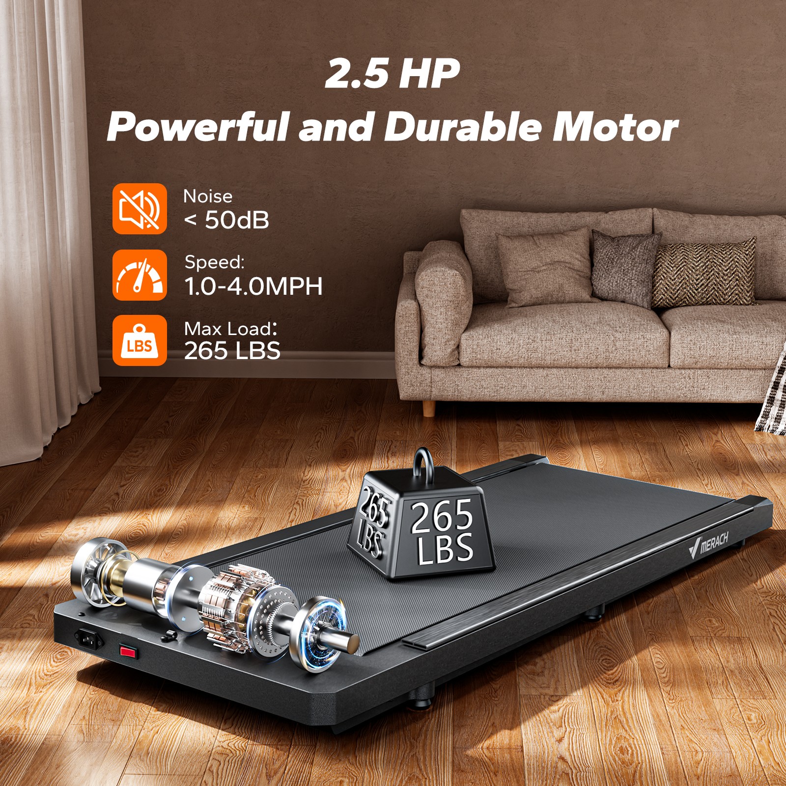 MERACH T21 Walking Pad Under Desk Mini Treadmills for Home with Remote Control