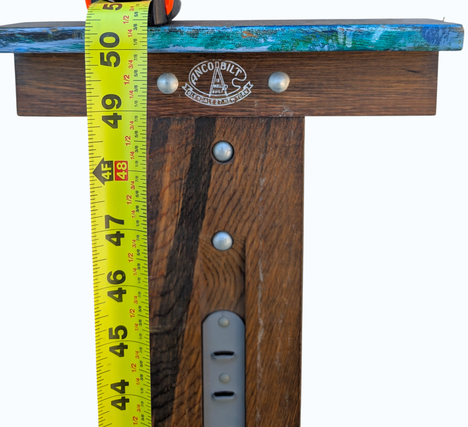 Antique Anco Bilt Large Wooden Floor Easel Folding Artist Studio Decor 4 - 8 ft