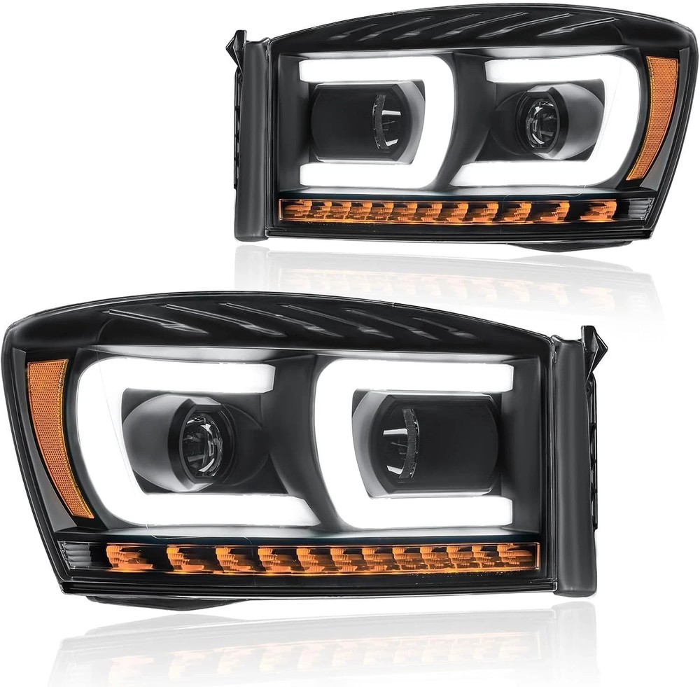 LED DRL Headlight, Headlights Assembly Kit Compatible with 2006-2008 Dodge Ram 1