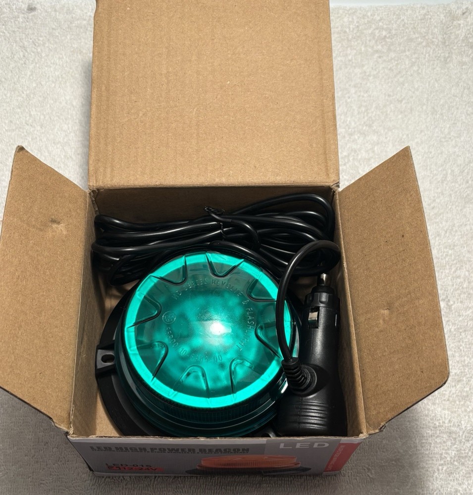 GREEN LED EMERGENCY STROBE LIGHT W/ MAGNETIC MOUNT 4 MODES NIB