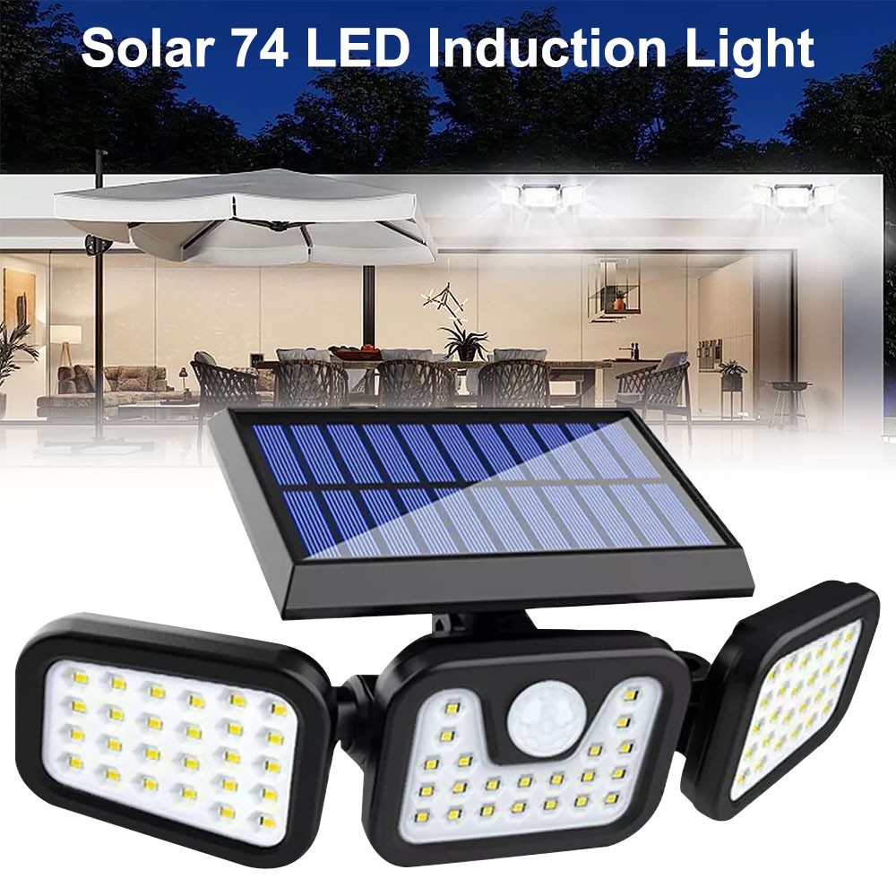 4 Pack LED Motion Sensor Solar Lights Outdoor IP65 Waterproof Security Lamp