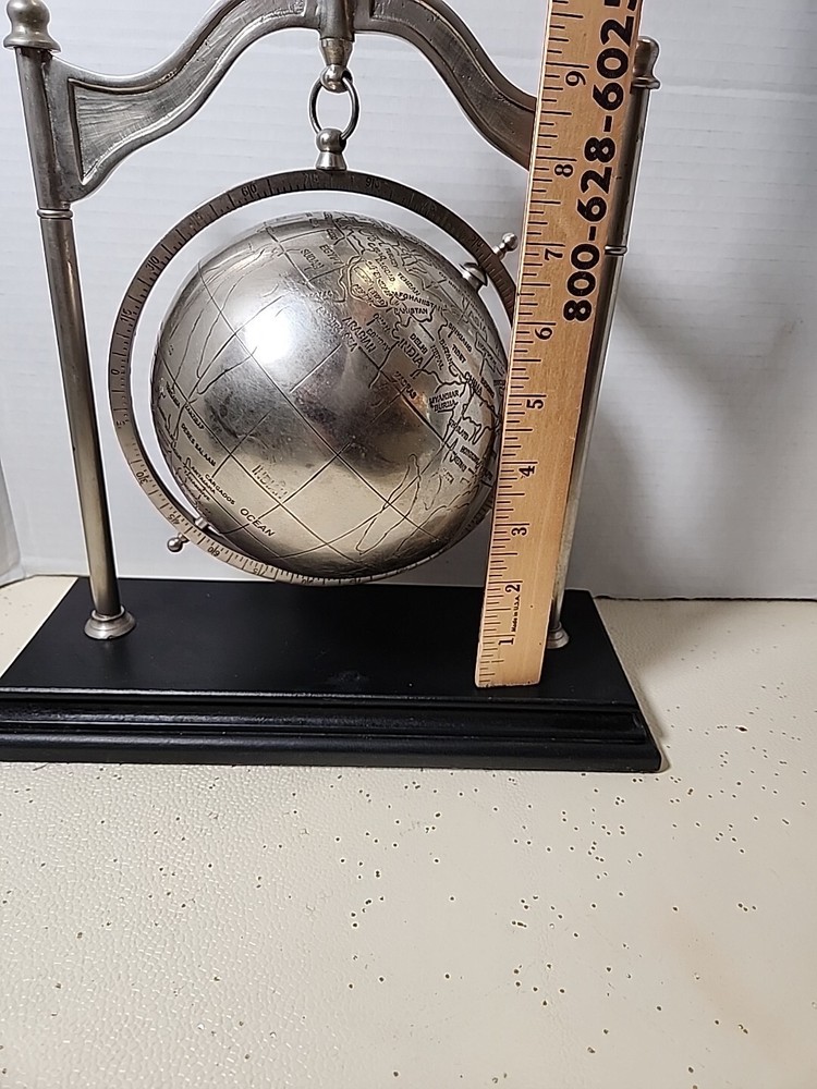 Desktop World Globe Silver/Black 6.5" on Stand