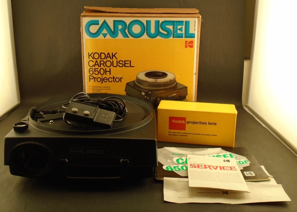 📽 Kodak 650H Slide Projector Lens Remote Box Paperwork Please Read