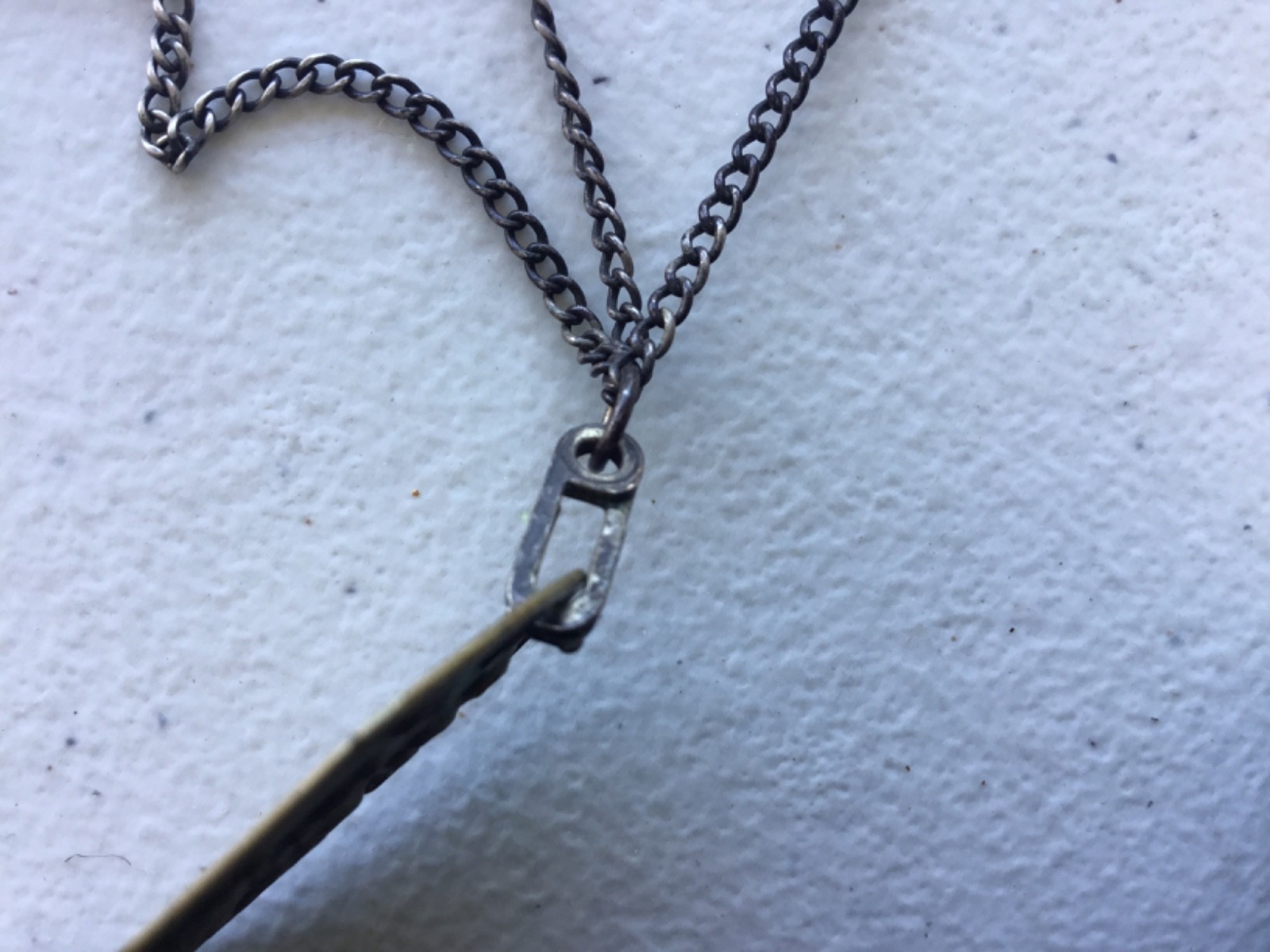 WWII Brass Notched Dog Tags On Sterling J-Hook Chain T-43 P