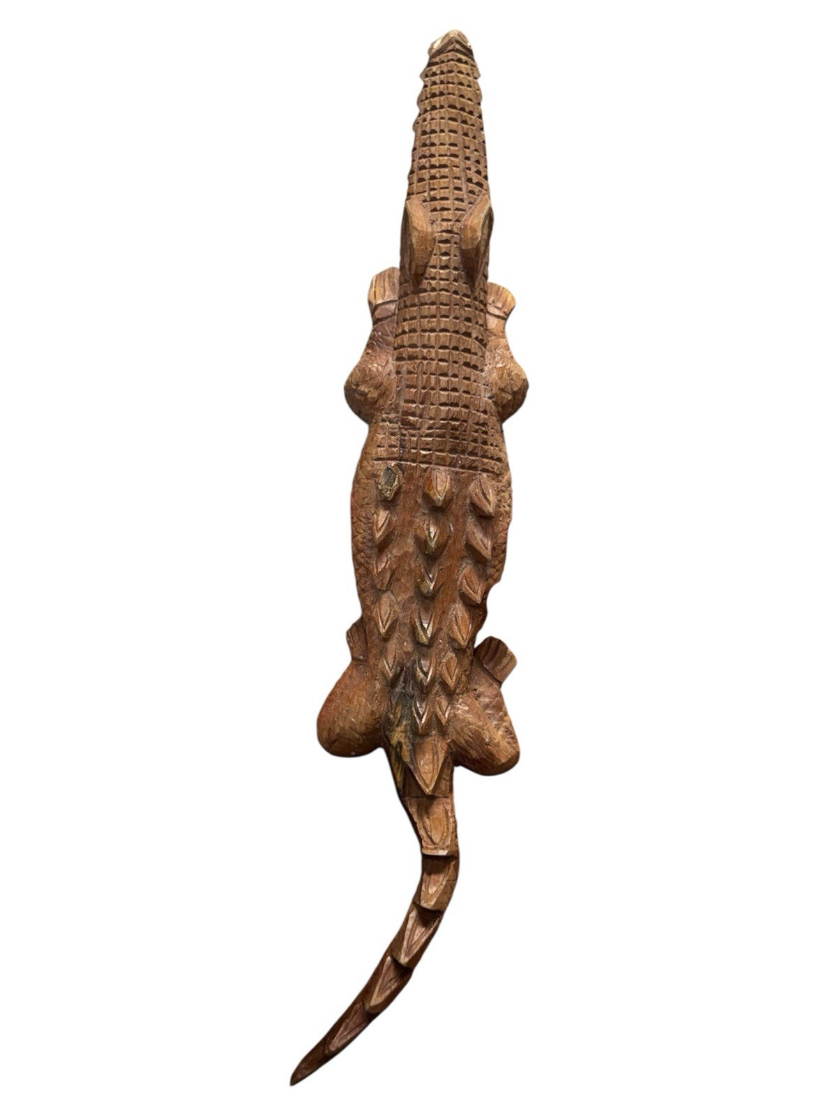 Vintage Hand-carved Wooden Crocodile Sculpture Very Detailed, Beautiful 17”