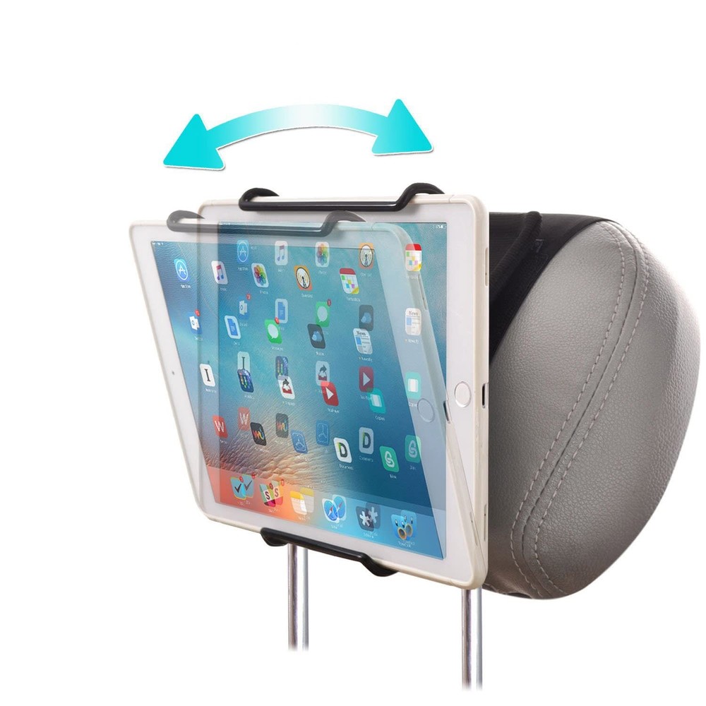 WANPOOL Car Headrest Mount Holder w/ Angle-Adjustable Clamp for 6"-12.9" Tablets