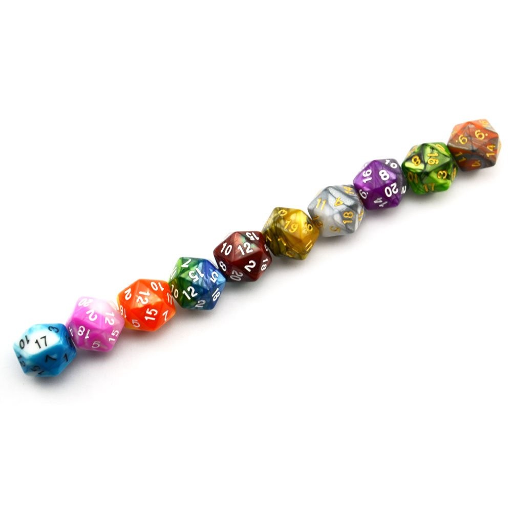 10-Pack 20 Sided Dice D20 Polyhedral Dice for DND RPG MTG Table Game (Double ...