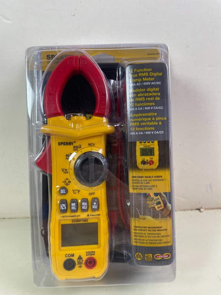Sperry Digital Clamp Meter 12 Function True RMS 600A AC 600V AC/DC DSA600TRMS