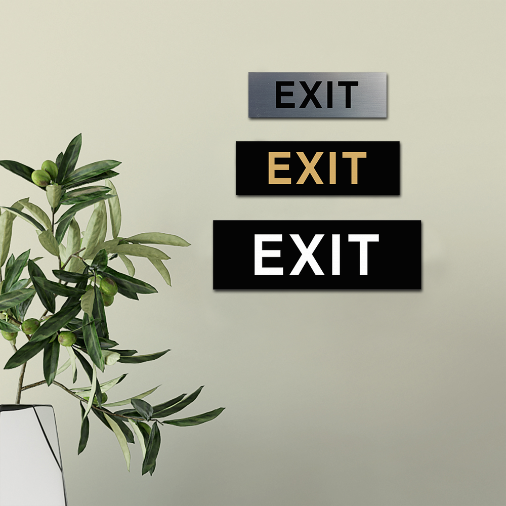 Basic EXIT Door / Wall Sign - Black / Gold - Medium