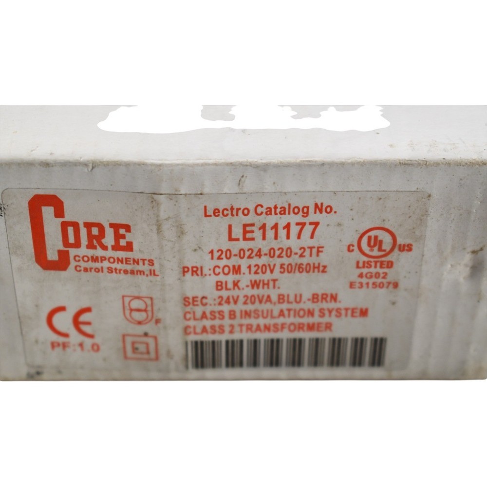 NEW Core Components LE11177 Enclosed Control Transformer 120V Input 24VAC 20VA