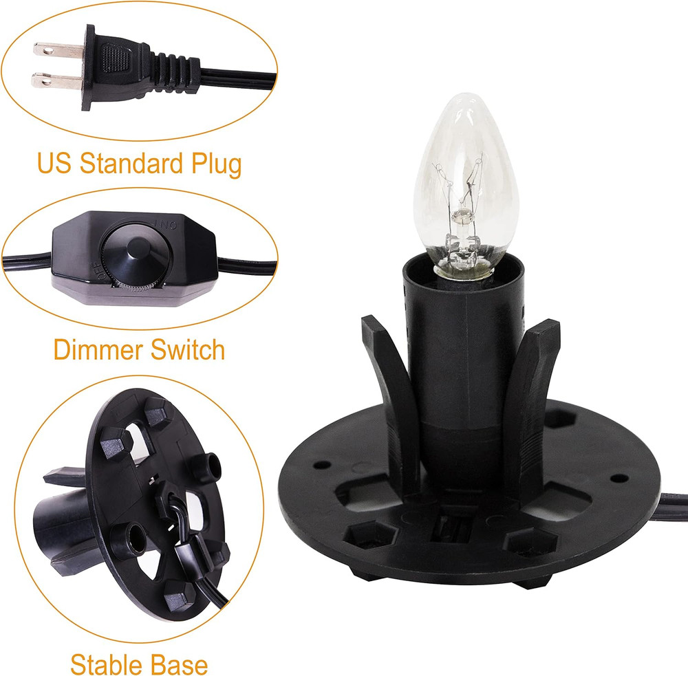 Himalayan Salt Lamp Cord Replacement with Dimmer Switch(2-Pack) and E12 Halogen
