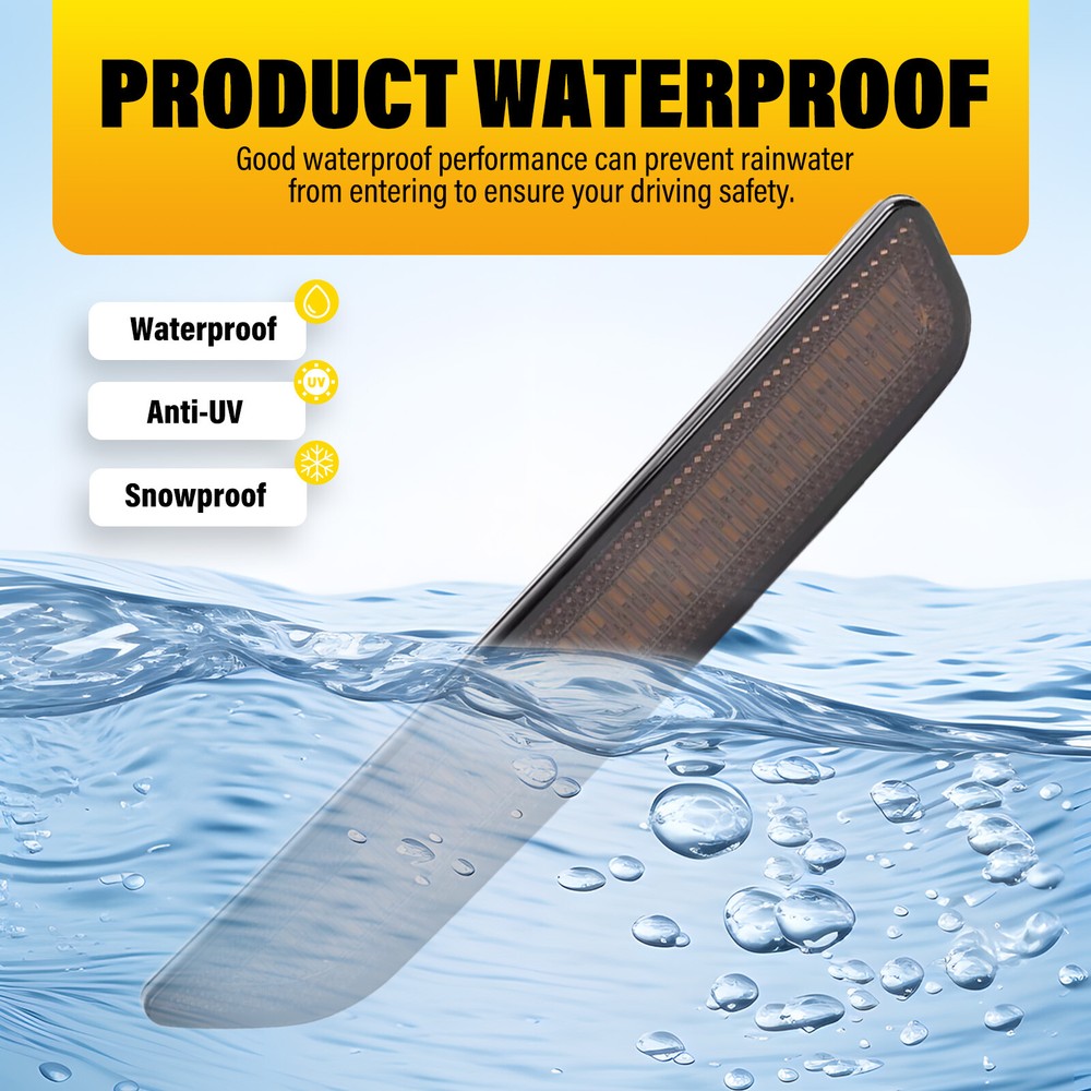 HECASA For Ford Mustang 2010-2014 LED Pure White Side Marker Lights Smoke 4PCS