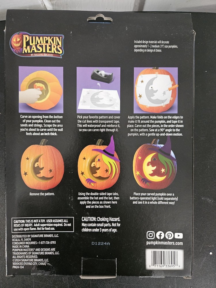 Pumpkin Masters Night & Day Carving and Decorating Kit Hidden Faces Patterns Saw