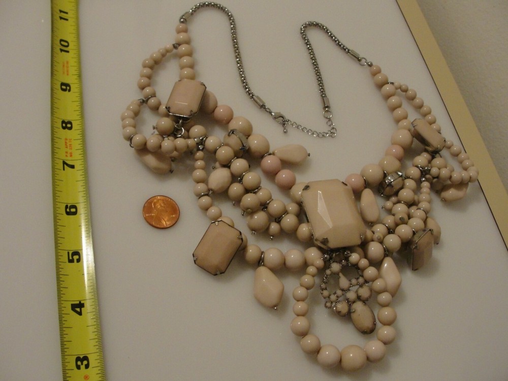statement soft pink bead necklace 23"-25"