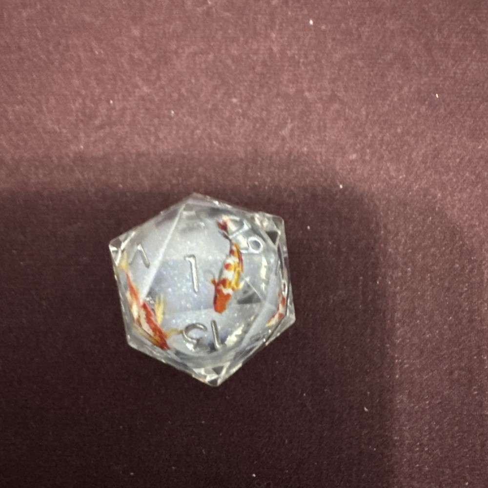 Liquid Core Koi Fish Polyhedral Dice Set 7Pcs Sharp Edge Resin - RPG DND F