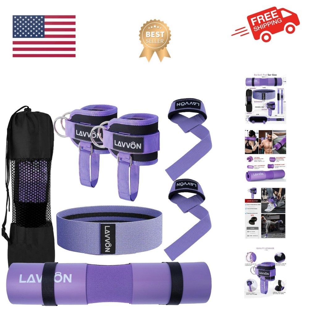 7Pcs-Barbell Pad Set for Hip Thrust - Squat Pad, Bench Press Workout Foam Wei...