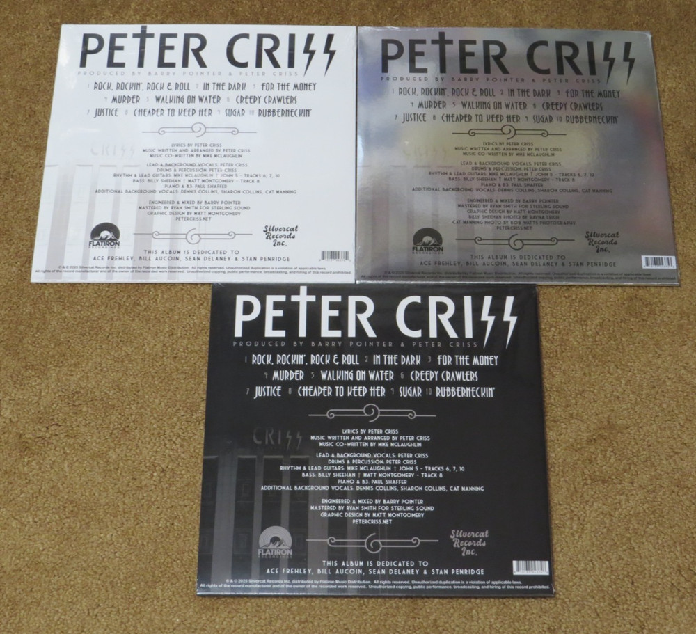 KISS PETER CRISS 3 RECORD SEALED SET SILVER BLACK AND WHITE