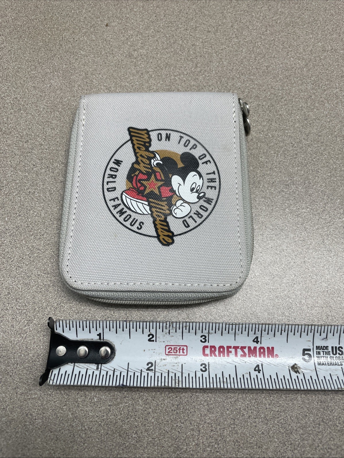 Walt Disney Mickey Mouse Bifold Zip Around Square Wallet World Famous