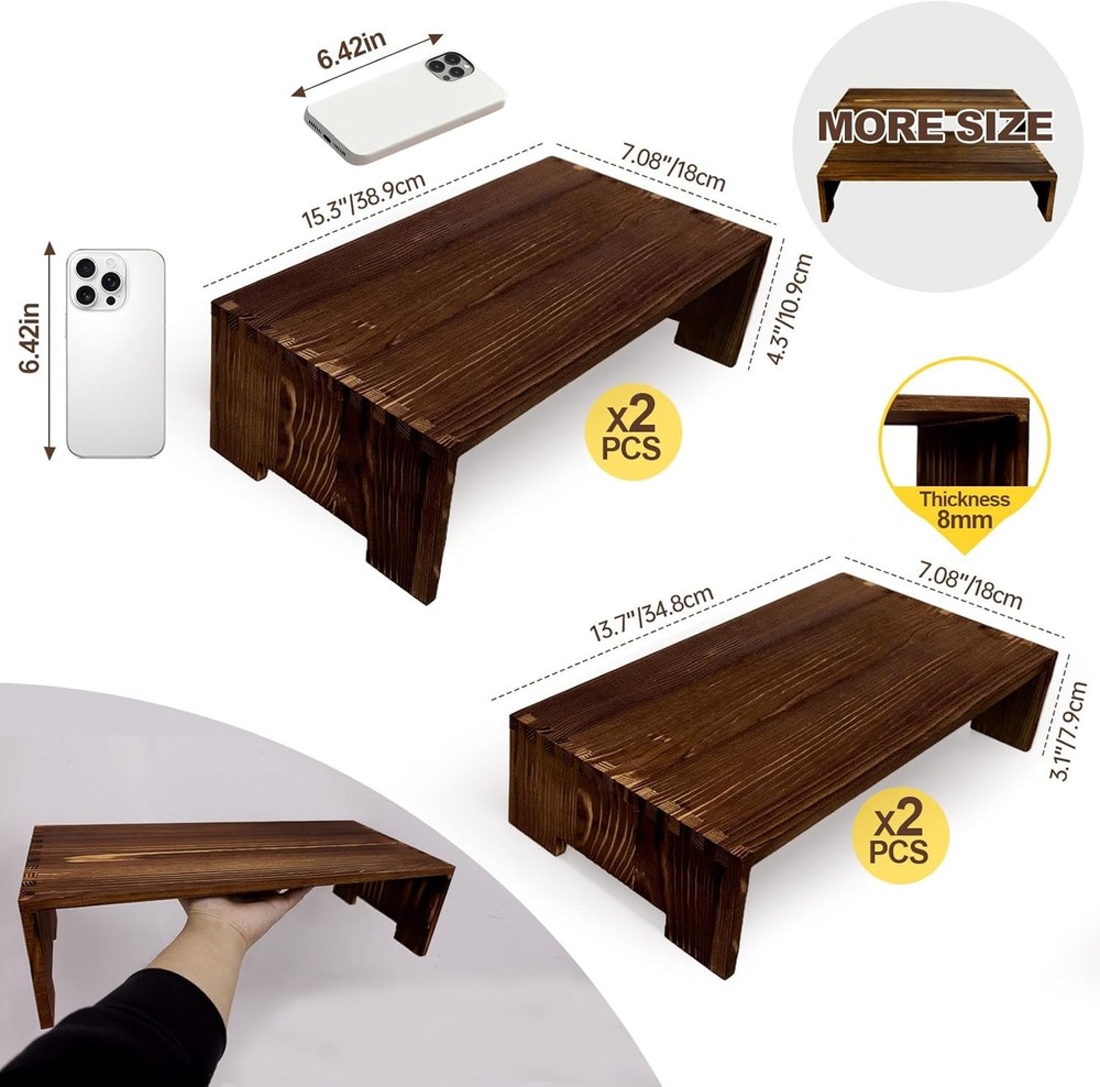 4Pcs Large Display Riser Wood Risers Cupcake Display Stand 2 Tier Racks