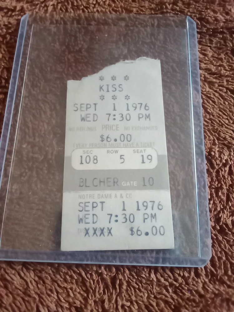 Kiss 💋 Kisstory Ticket Stub 9-1-76, Destroyer Tour,S.Bend Indiana 🎸Bob Segar