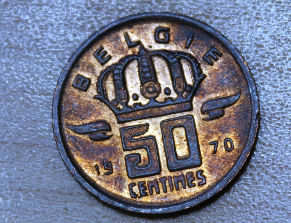 1970 Belgium 50 Centimes Miner Dutch text