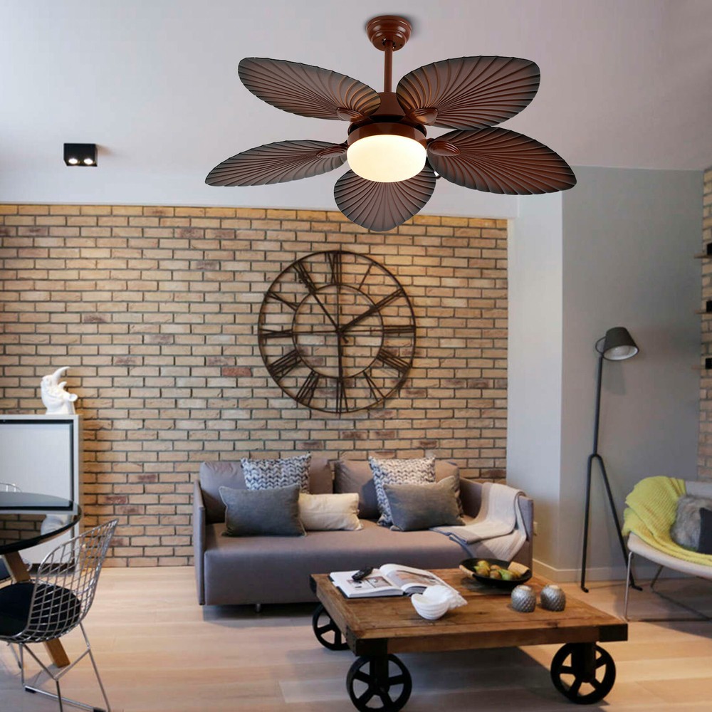 42" Ceiling Fan w/ Light 3Color Changes Remote Control Tropical Palm Leaf Shape
