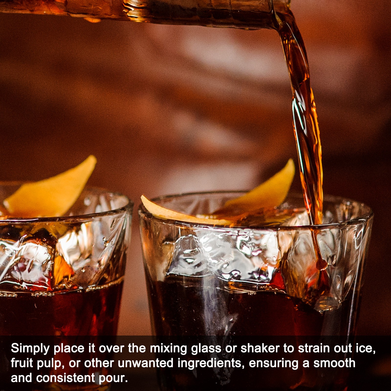 Julep Strainer, 1pcs - Stainless Steel Cocktail Strainer Spoon (Silver, 155mm)