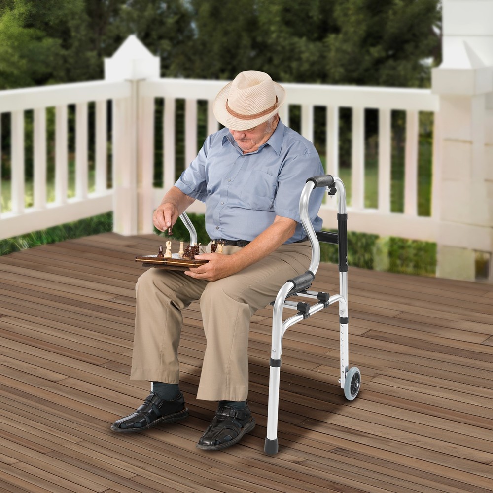 Adjustable Walker With Wheels Foldable Walker For Seniors Stand Up Walker