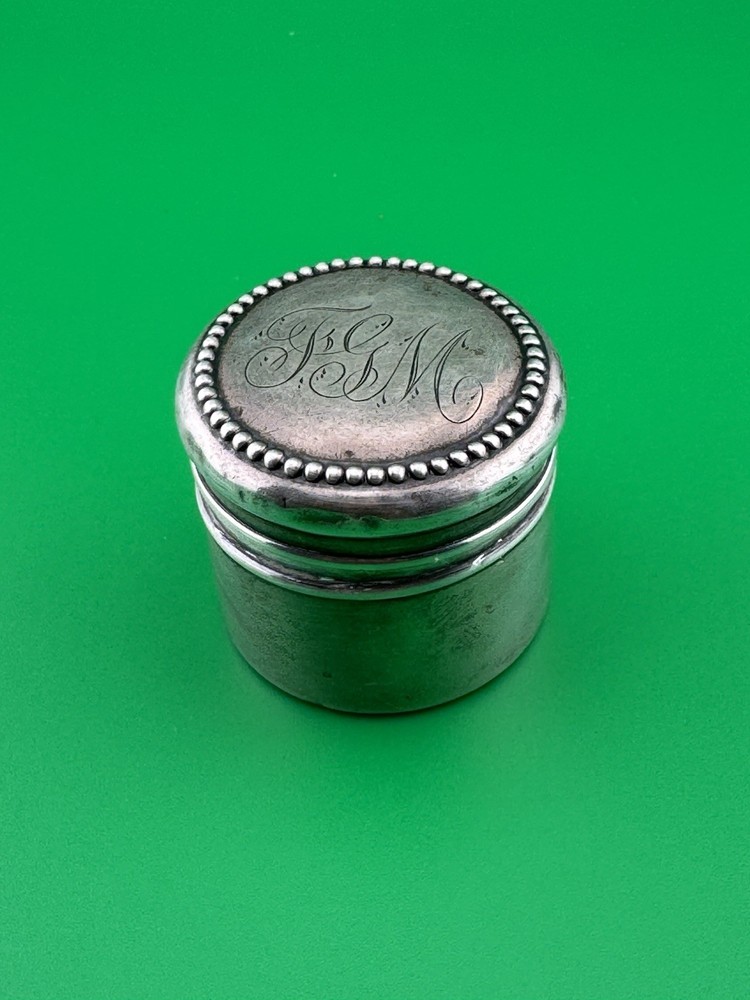 Antique Early Victorian Solid Silver Pill Box Snuff Pyx Box