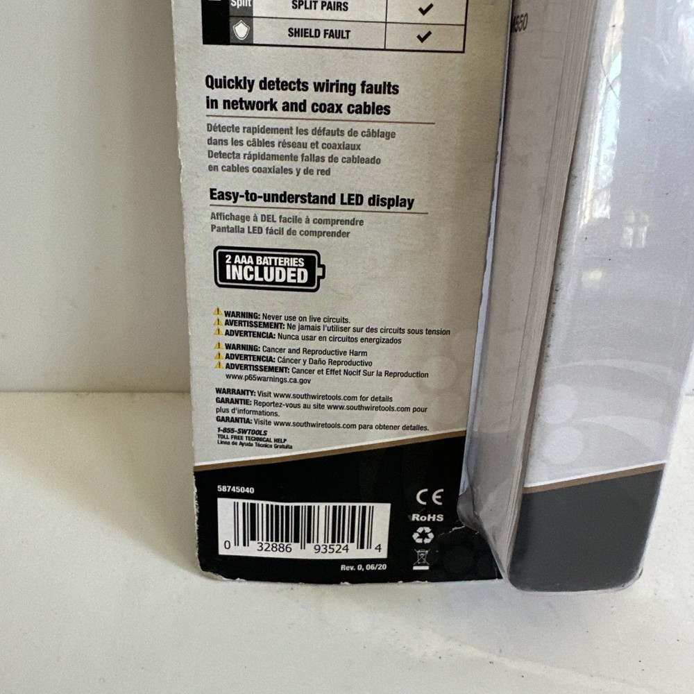 Southwire M550 Continuity Tester For Data & Coax RJ45 Compatible Data & Video