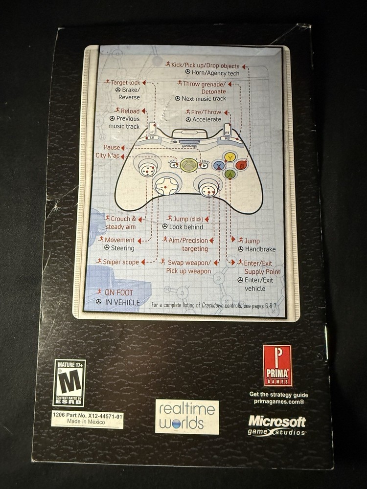 Crackdown (Microsoft Xbox 360) Authentic Original FIELD MANUAL ONLY (No Game)