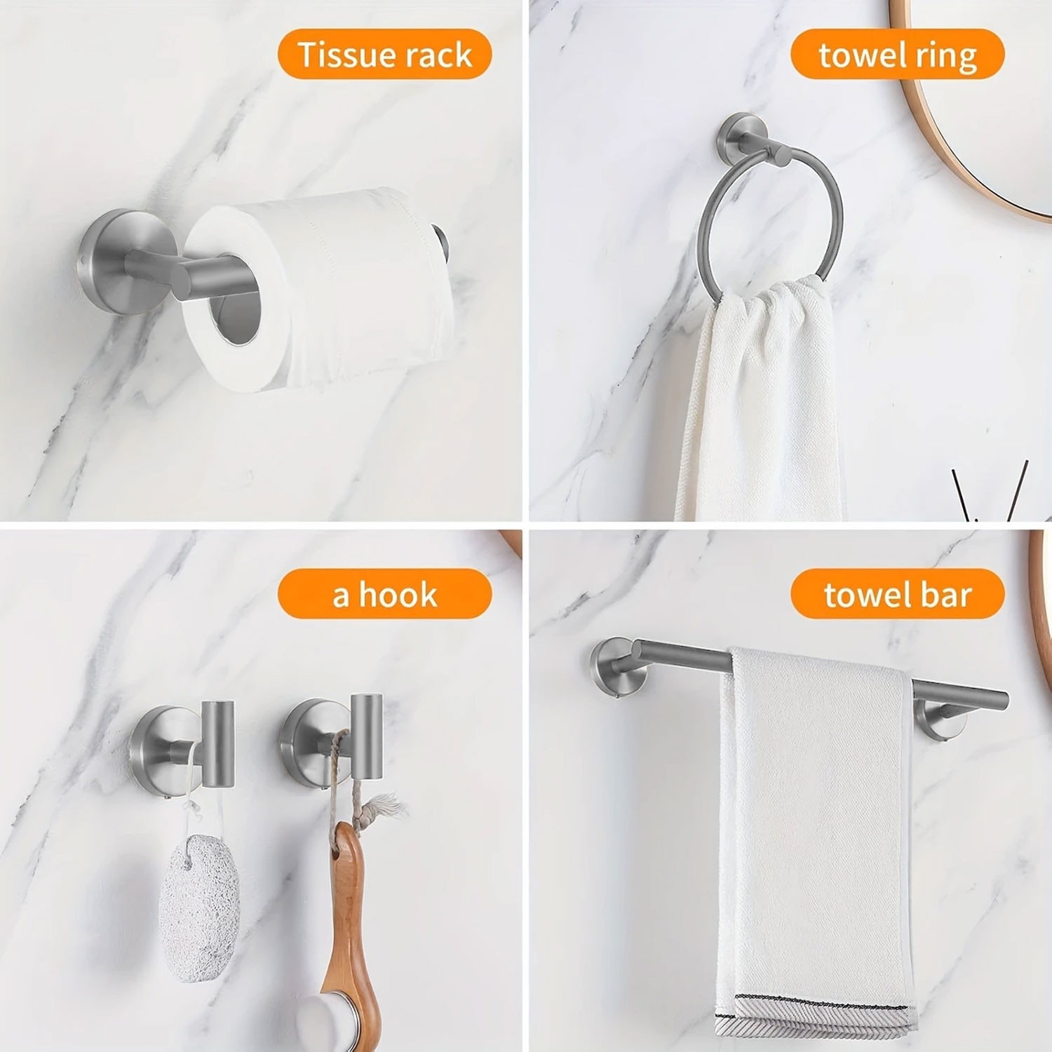 10 Piece Bathroom Hardware Accessories Set with 23.6" Towel Bar - Brushed Nickel