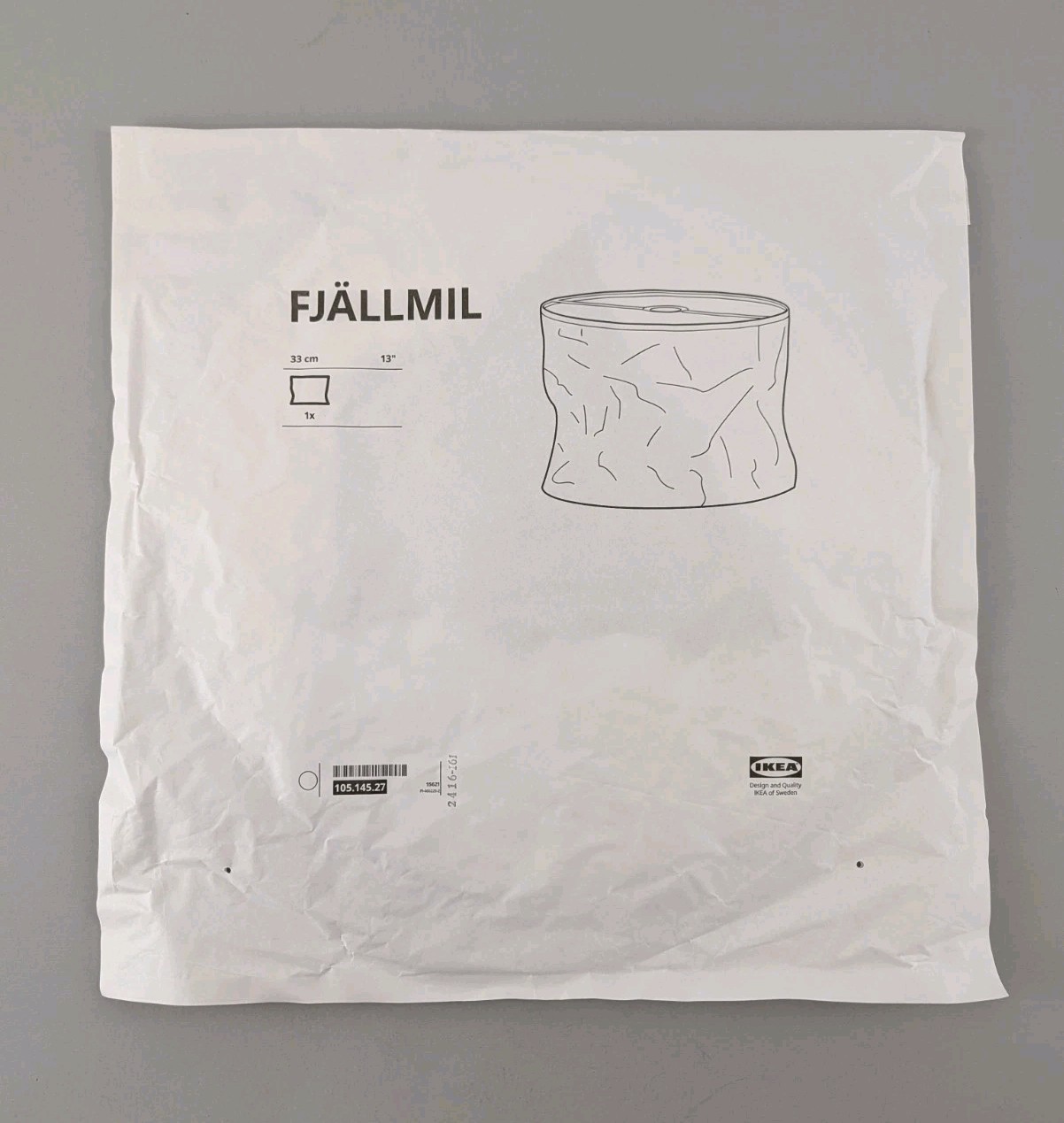 Ikea FJÄLLMIL Pendant Lamp Shade White Wrinkled Rice Paper 13" New 105.145.27