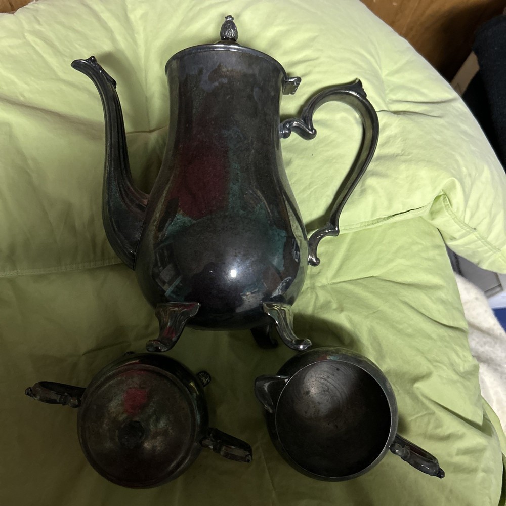 Antique ISC Silver Plated Tea Set with Tray