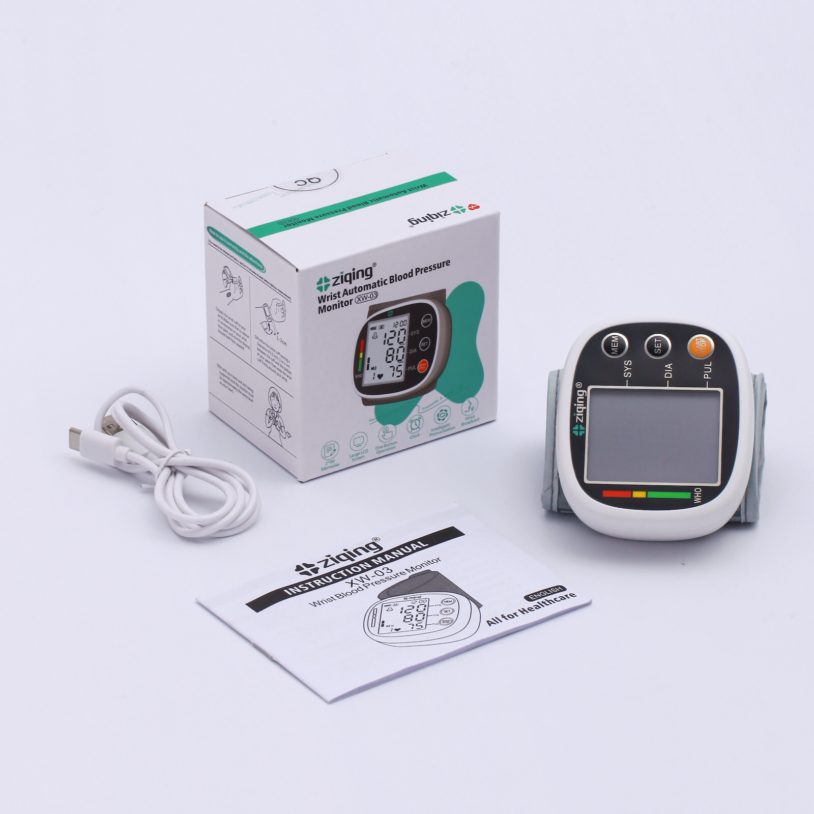 Automatic Wrist Blood Pressure Monitor Heart Rate Machine or Finger Splint