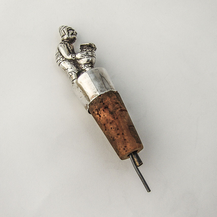 Peruvian Figural Bottle Stopper Pourer Sterling Silver 1940